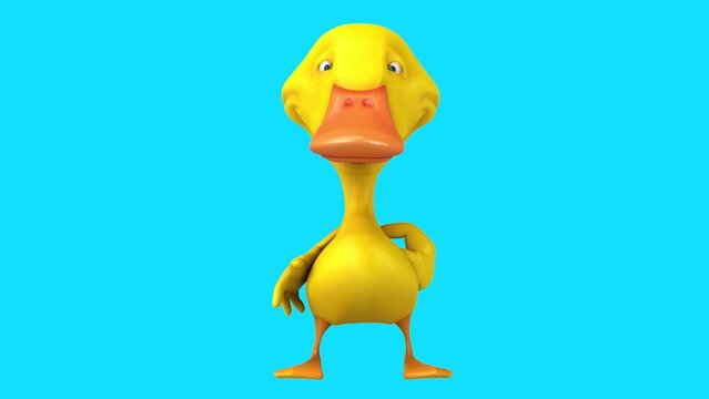 Fun 3D cartoon duck saying hi (with alpha channel)