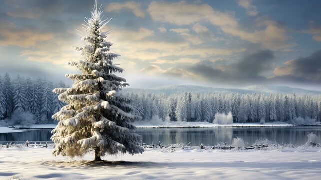 snow pine-tree winter holidays