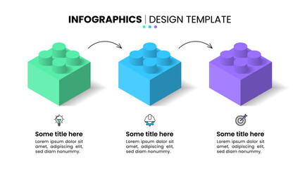 Infographic template. 3 building blocks with arrows