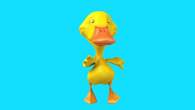 Fun 3D cartoon duck running (with alpha channel)