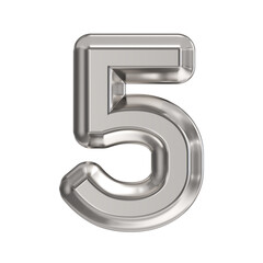 Steel font Number 5 FIVE 3D