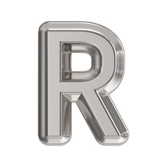Steel font Letter R 3D