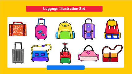 Luggage Illustration Set
