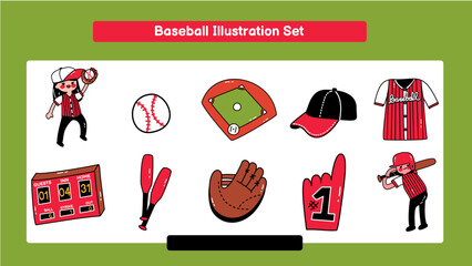 Baseball Illustration Set