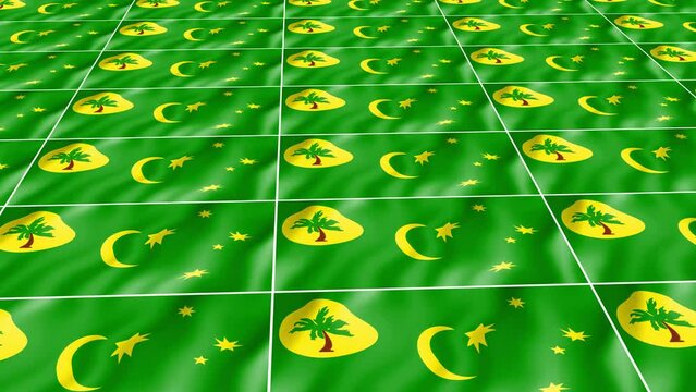 Cocos Keeling Islands Flag wave 3d rotating view animated wallpaper background