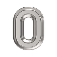 Steel font Number 0 ZERO 3D