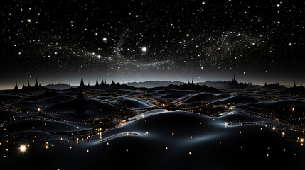 A fascinating view of the night space, where constellations create mosaic patterns on a black back