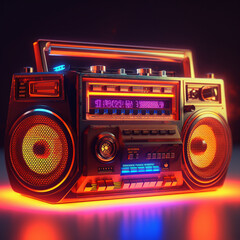 Boombox Moody 80s lighting 3d illustration