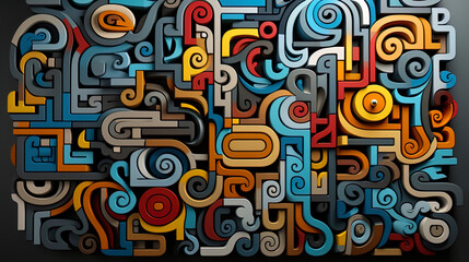 A pattern of complex geometric elements that form a fantastic maze of creative idea