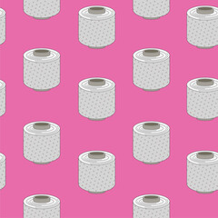 seamless doodle pattern. toilet paper. vector illustration. Pink background