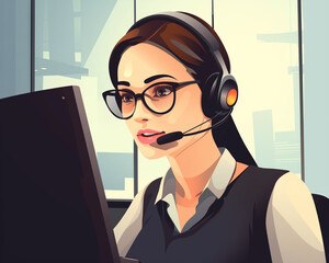 call center operator at work