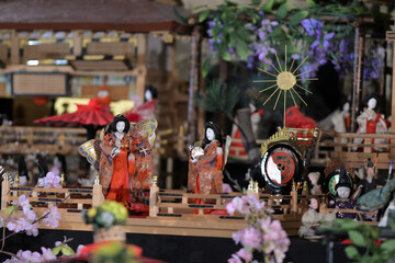 The traditional celebration day of colorful Hina doll festival held in March in Japan