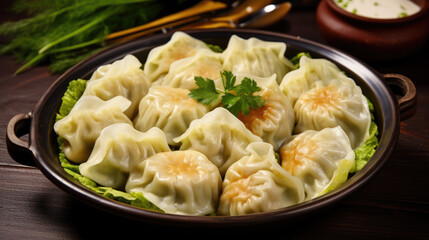 Dumplings, filled with cabbage. Dumplings with filling