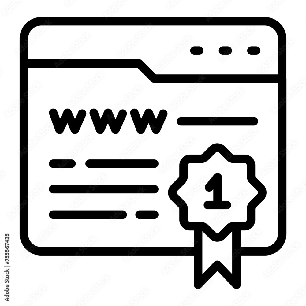 Poster winning websites or web awards vector outline design, web design and development symbol, user interf
