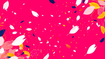 ピンク色の背景に可愛い花びらのイラスト背景