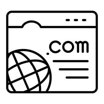 dot-com or web site address vector outline design, Web design and Development symbol, user interface or graphic sign, website builder stock illustration, The domain com concept