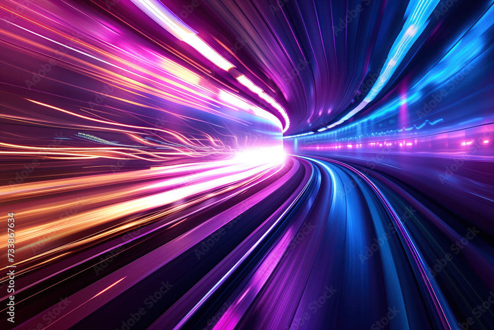 Poster speed motion blur. colorful light trails. abstract background image. created with generative ai tech