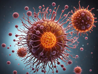 graphic 3d image of viruses bacteria molecules