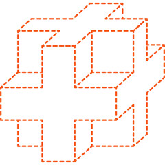 Y2K Dashed Cross Cube