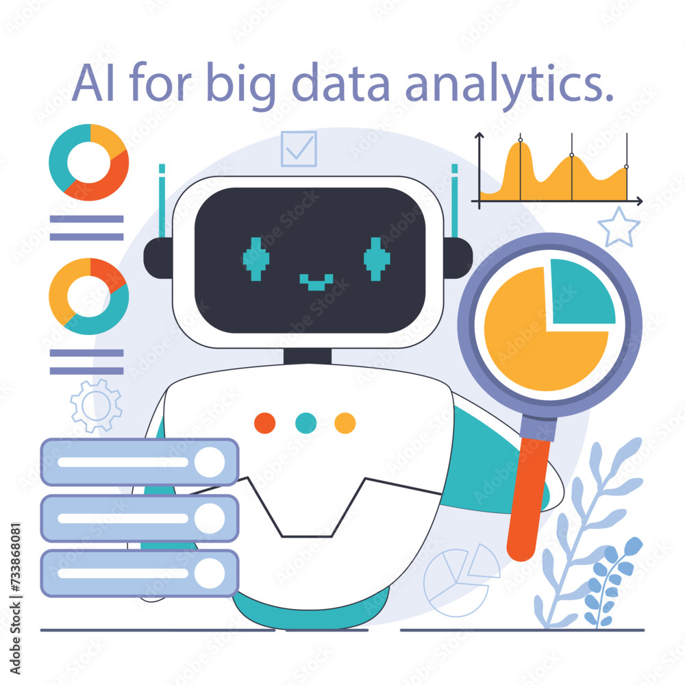 Poster ai integration. artificial intelligence and human synergy. neural network assistance and robotizatio