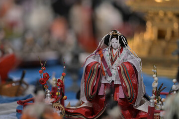 The traditional celebration day of colorful Hina doll festival held in March in Japan