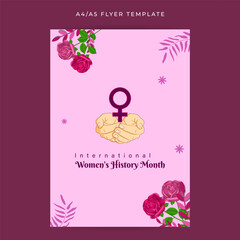 Vector illustration of Womens History Month social media feed A4 template