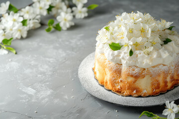 Obraz na płótnie Canvas Cake With White Flowers