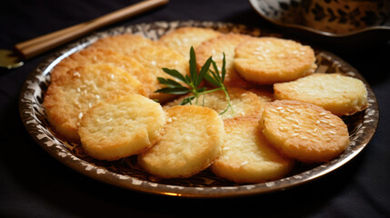 Fototapeta premium Cleavers, crispy and fluffy rice cookies from Japan.