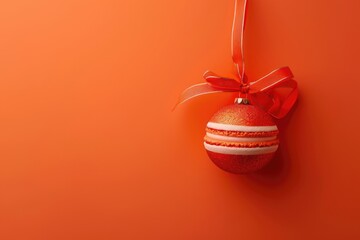 Christmas macaroon ornament on orange background