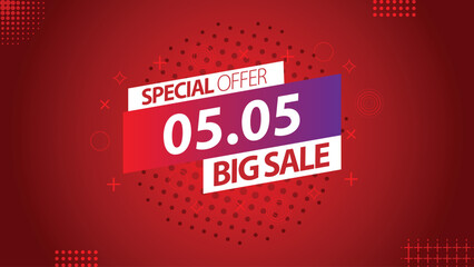 Fototapeta premium Sale banner template design 5.5 . 05.05 SPECIAL OFFER, BIG SALE, MEGA SALE