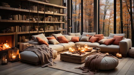 Cozy living room with soft sofas and warm shades that create an atmosphere of com