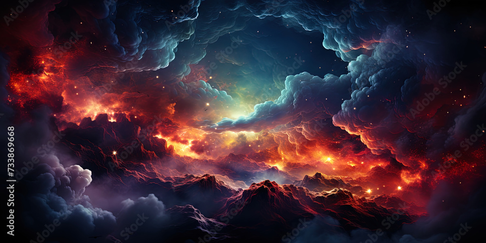 Poster gorgeous galactic clouds that create amazing patterns against the backdrop of endless s
