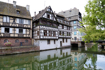 Fototapeta na wymiar Traditional half timbered houses, Strasbourg, Alsace, France.