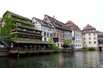 Traditional half timbered houses, Strasbourg, Alsace, France.