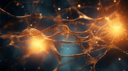 information travelling through the network of glowing neurons, brains science background wallpaper,...