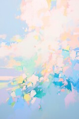 A vibrant abstract pastel painting with various textures and color splashes creating a modern look