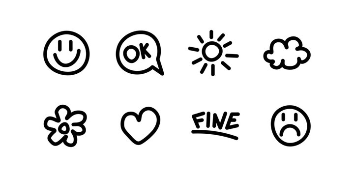Emoji icon set. Set of stickers icons. Linear style. Vector icons