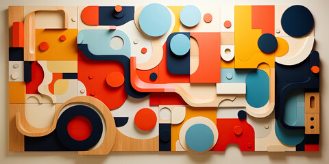 The collage of creative patterns, where various shapes and colors create an amazing visual percep