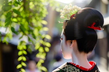 日本の着物を着た白塗りの女性（京都・和装・化粧） - obrazy, fototapety, plakaty