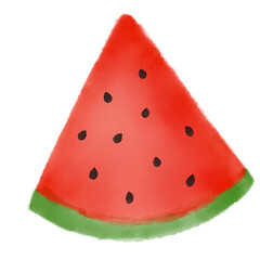 Slice watermelon in watery watercolor style