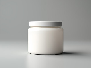 white plastic cosmetic cream jar mockup, skin care product round jar