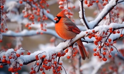 Cardinal Bird Winter Nature Landscape