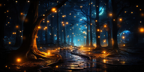 The night alley of stars, covering the path through the dark space to distant horizo