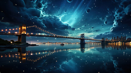 The night sky, on which the Milky Way is a magnificent light bridge between the sta - obrazy, fototapety, plakaty