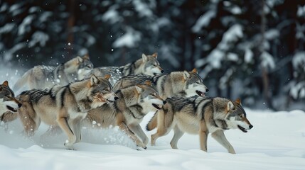 wolf pack in winter