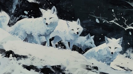White foxes in winter