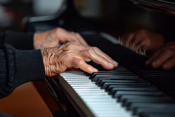 Obraz premium Senior Man's Graceful Piano Performance