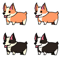 Vector Corgis with black and fawn colors