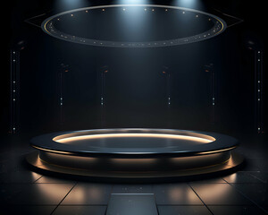 Abstract scene with round podium. Mock up. 3D Rendering