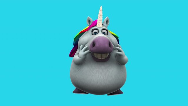 Fun 3D cartoon unicorn dancing (with alpha channel)